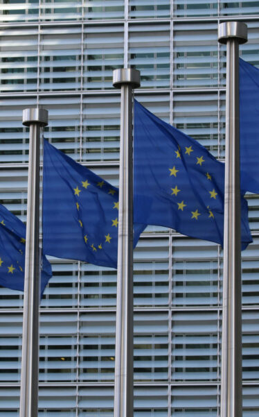 EU flags at the European Commission Berlaymont building
