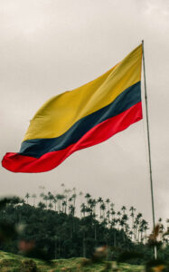 Bandera de Colombia Valle del Cocora, Salento, Quindio, Colombia
